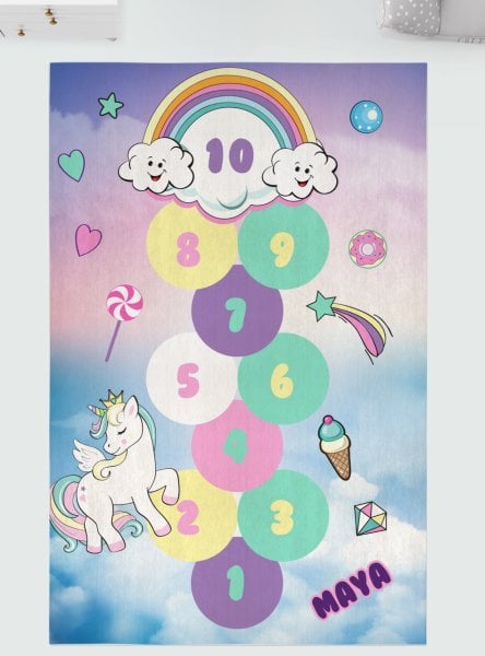 Kişiye Özel Dijital Baskı Halı Seksek Unicorn