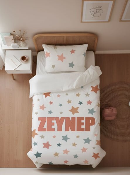 Kişiye Özel Genç Odası Tek Kişilik Nevresim Yıldızlar