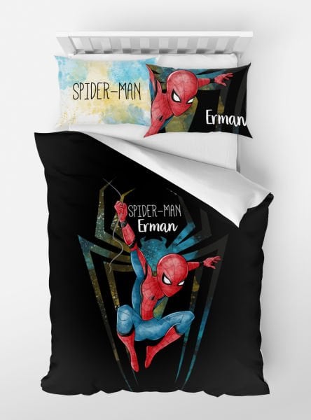 Kişiye Özel Tek Kişilik Micro Saten Nevresim Spider Man