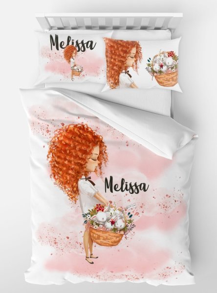 Kişiye Özel Tek Kişilik Micro Saten Nevresim Kıvırcık Kız