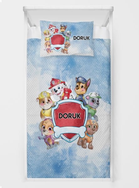 Kişiye Özel %100 Pamuk Tek Kişilik Pike Seti Paw Patrol