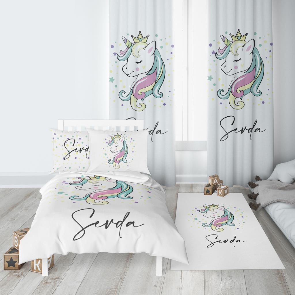 Kişiye Özel Fon Perde Unicorn Çift Kanat 140x260cm (2 adet)