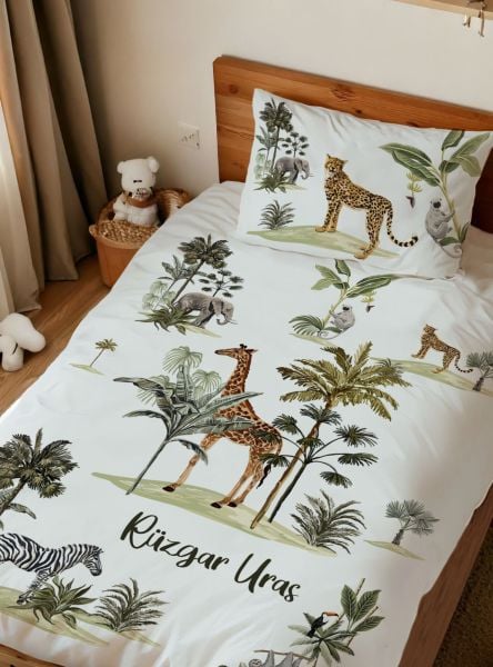 Kişiye Özel Tek Kişilik Nevresim Takımı Safari