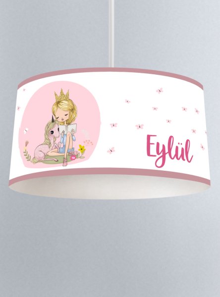 Kişiye Özel İsimli Sarkıt Avize Unicorn ve Prenses