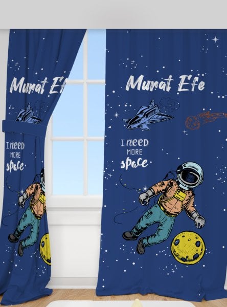 Kişiye Özel Baskılı Fon Perde Astronot