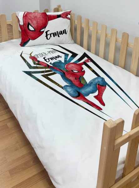 Kişiye Özel Montessori %100 Pamuk Nevresim Seti Spiderman
