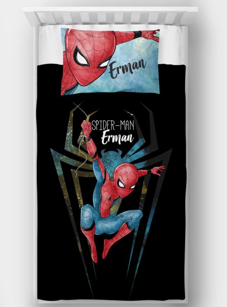 Kişiye Özel Tek Kişilik Yatak Örtüsü Spider Man