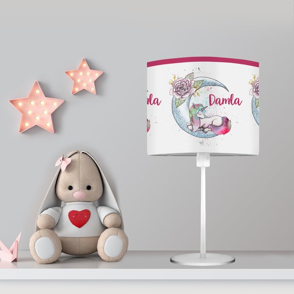 Kişiye Özel Başucu Abajur Aydaki Unicorn