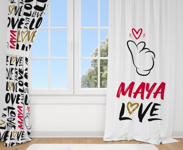 Kişiye Özel Fon Perde Love
