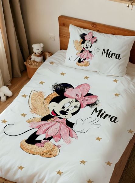 Kişiye Özel Tek Kişilik Nevresim Minnie Moue