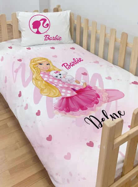 Kişiye Özel Montessori %100 Pamuk Nevresim Seti Barbie