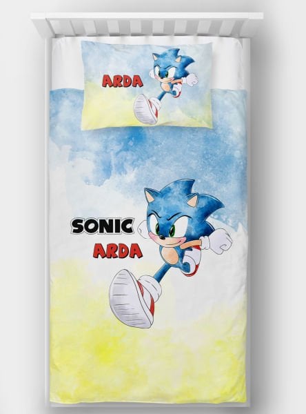 Kişiye Özel Tek Kişilik Yatak Örtüsü Sonic