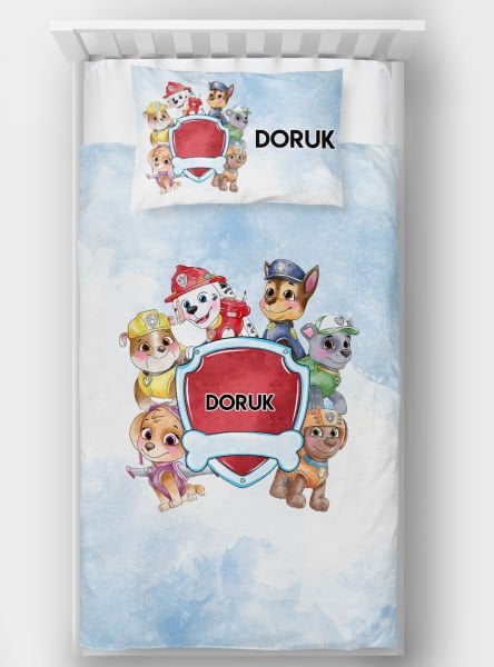Kişiye Özel Tek Kişilik Yatak Örtüsü Paw Patrol