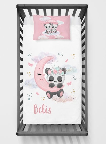 Kişiye Özel Bebek Yatak Örtüsü Sevimli Panda