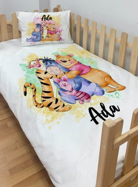 Kişiye Özel Montessori %100 Pamuk Nevresim Seti Winnie The Pooh