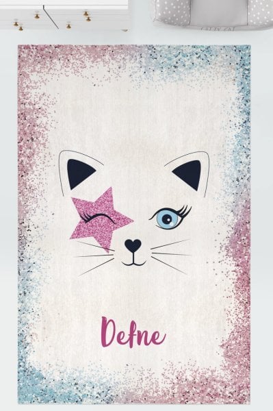 Kişiye Özel Dijital Baskı Halı Star Kedi