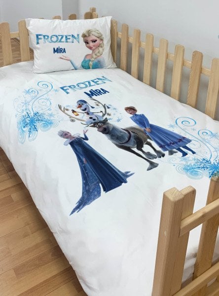 Kişiye Özel Montessori %100 Pamuk Nevresim Seti Frozen