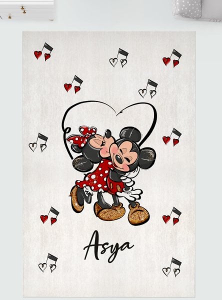 Kişiye Özel Dijital Baskı Halı Minnie Mickey