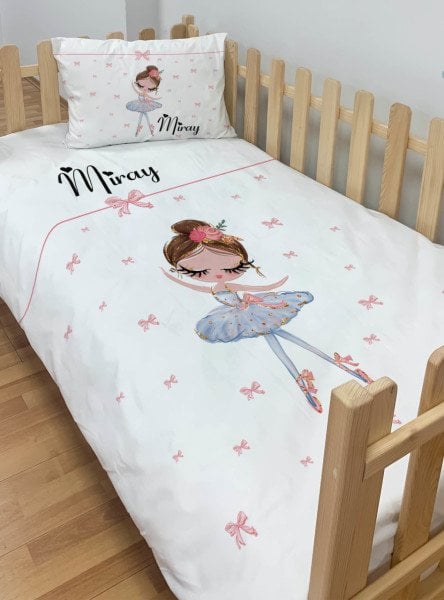 Kişiye Özel Montessori %100 Pamuk Nevresim Seti Balerin