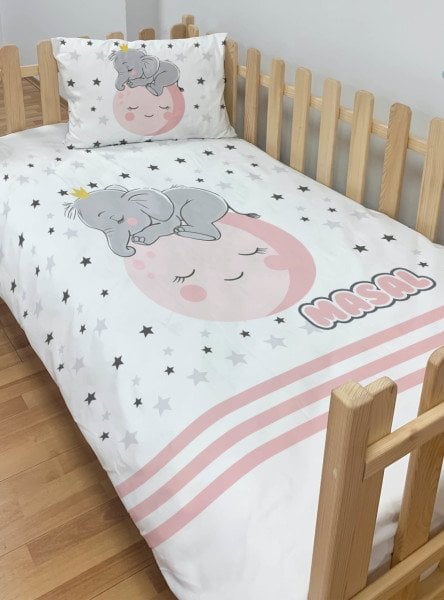 Kişiye Özel Montessori %100 Pamuk Nevresim Seti Fil