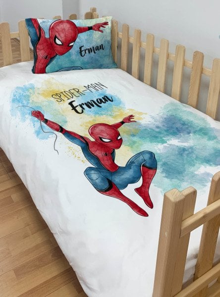 Kişiye Özel Montessori %100 Pamuk Nevresim Seti Spiderman