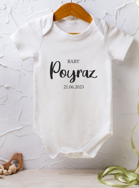 Kişiye Özel İsimli Tek Zıbın Bebek Body
