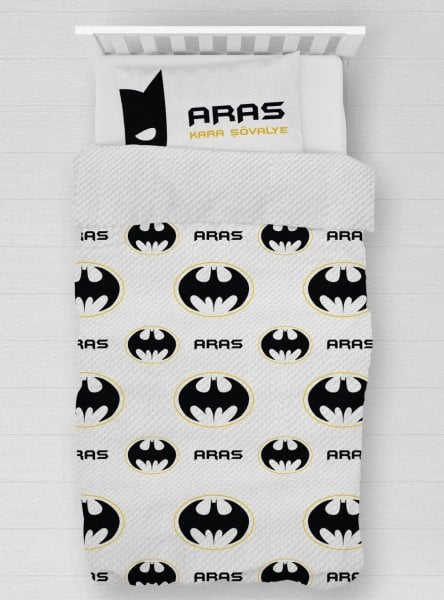 Kişiye Özel %100 Pamuk Tek Kişilik Pike Seti Batman