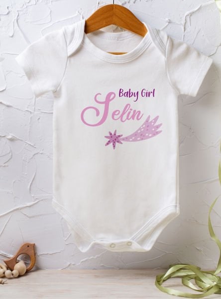 Kişiye Özel İsimli Tek Zıbın Bebek Body