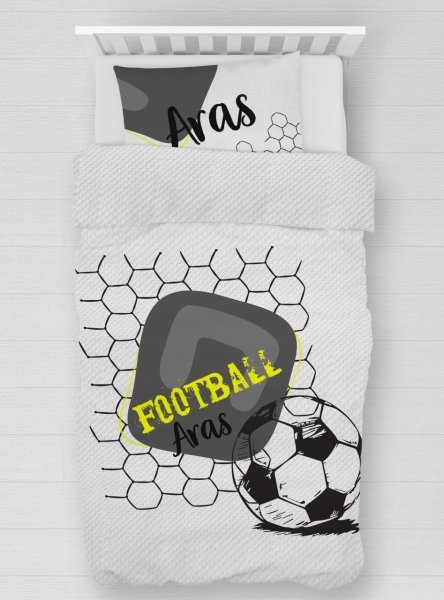 Kişiye Özel %100 Pamuk Tek Kişilik Pike Seti Futbol