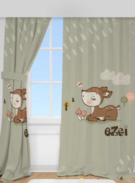 Kişiye Özel Baskılı Fon Perde Bambi