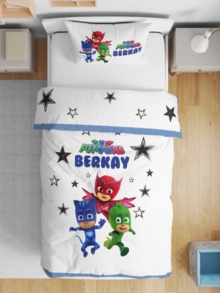 Çift Taraflı Pamuk Saten Nevresim Seti Pj Mask
