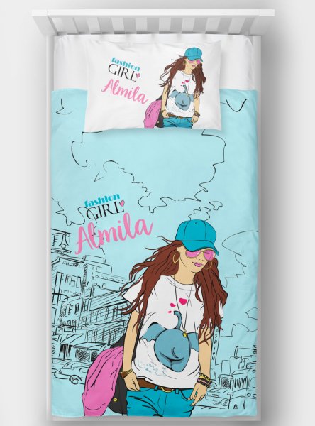 Kişiye Özel Tek Kişilik Yatak Örtüsü Fashion Girl