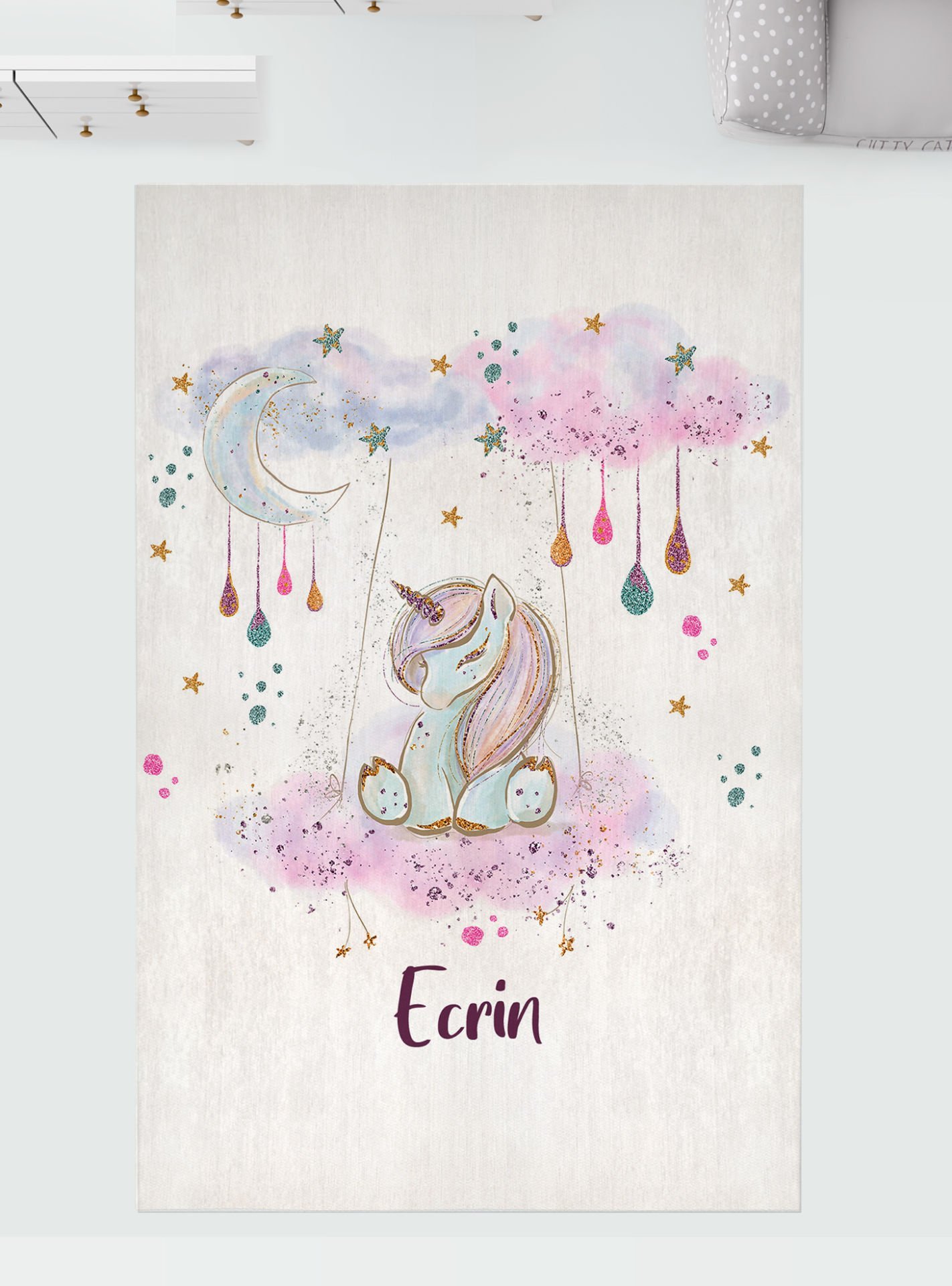 Kişiye Özel 5mm Dijital Baskı Halı Unicorn