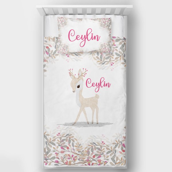 Kişiye Özel Tek Kişilik Yatak Örtüsü Bambi