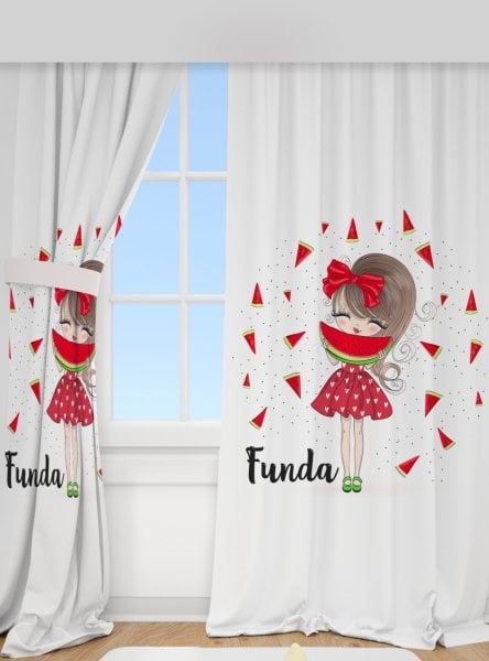 Kişiye Özel Fon Perde Karpuz