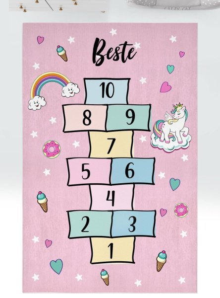 Kişiye Özel Dijital Baskı Halı Seksek Unicorn