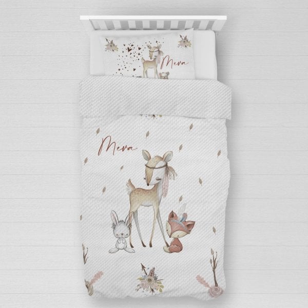 Kişiye Özel %100 Pamuk Tek Kişilik Pike Seti Bambi