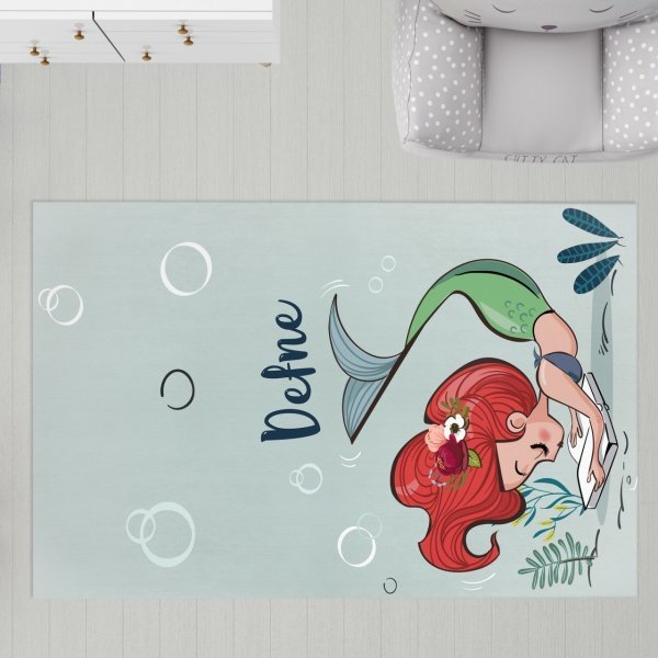 Kişiye Özel Dijital Baskı Halı Deniz Kızı