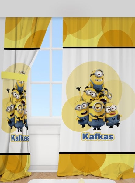 Kişiye Özel Baskılı Fon Perde Minions