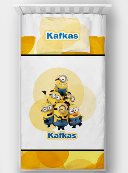 Kişiye Özel Tek Kişilik Yatak Örtüsü Minions