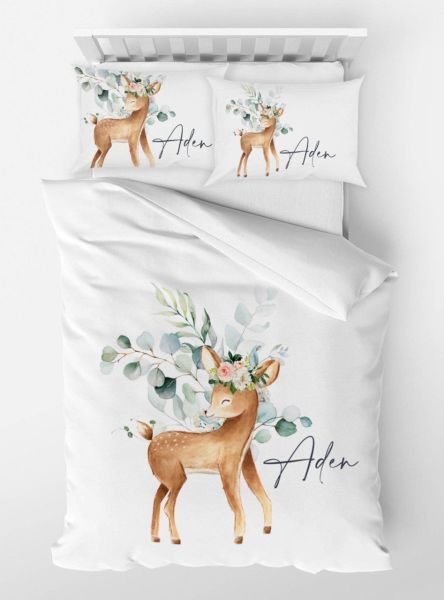Kişiye Özel Tek Kişilik Nevresim Takımı Bambi 160x235 Lastiksiz %100 Pamuk Çarşaf
