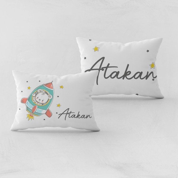 Kişiye Özel Bebek Yastık Kılıfı Astronot Ayı