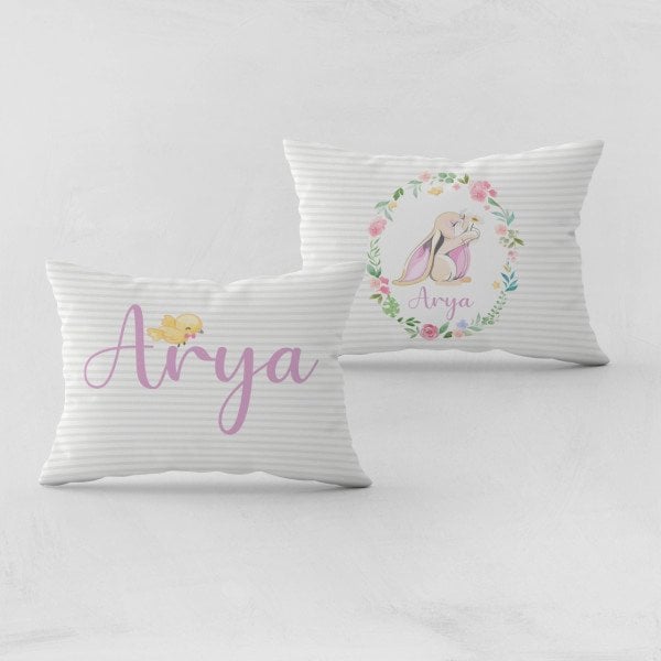 Kişiye Özel Bebek Yastık Kılıfı Tavşan
