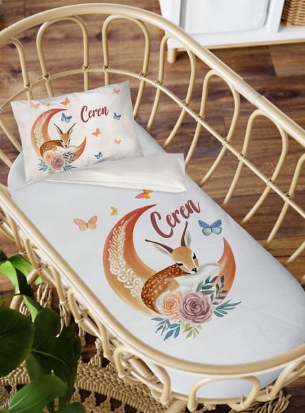 Anne Yanı Beşik Nevresim Takımı Aydaki Bambi
