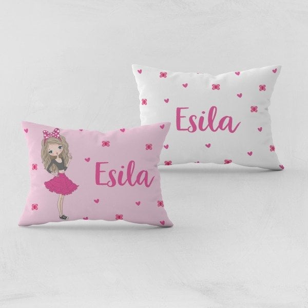 Kişiye Özel Bebek Yastık Kılıfı Kelebekli Kız