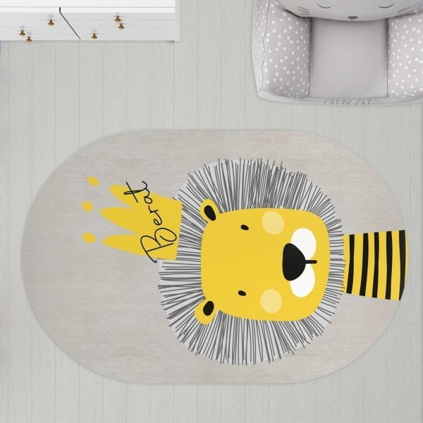 Oval Çocuk Odası Halısı Aslan