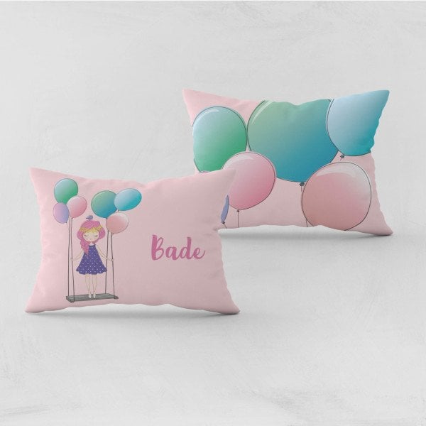 Kişiye Özel Bebek Yastık Kılıfı Balonlu Kız