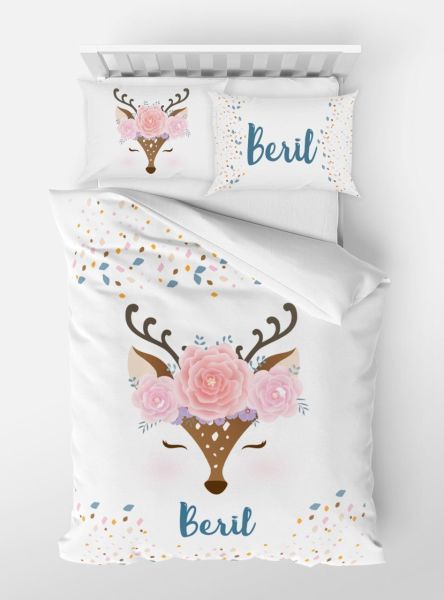 Kişiye Özel Tek Kişilik Nevresim Takımı Bambi