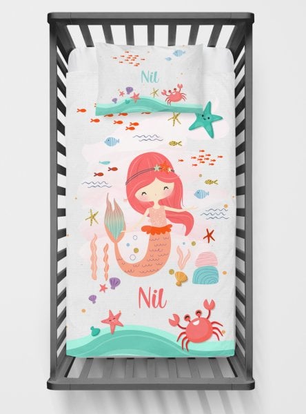 Kişiye Özel Bebek Yatak Örtüsü Deniz Kızı