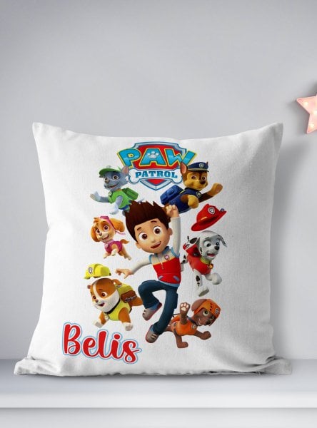 Kişiye Özel Çift Taraflı Kare Kırlent Kılıfı Paw Patrol
